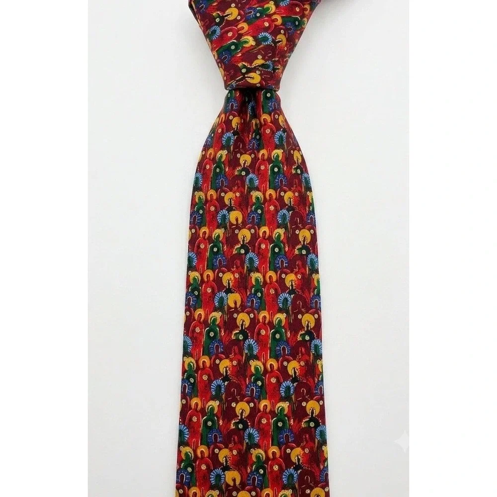 Carlos Santana Men's 100% Silk necktie Designer Red/Gold Live From The Heart